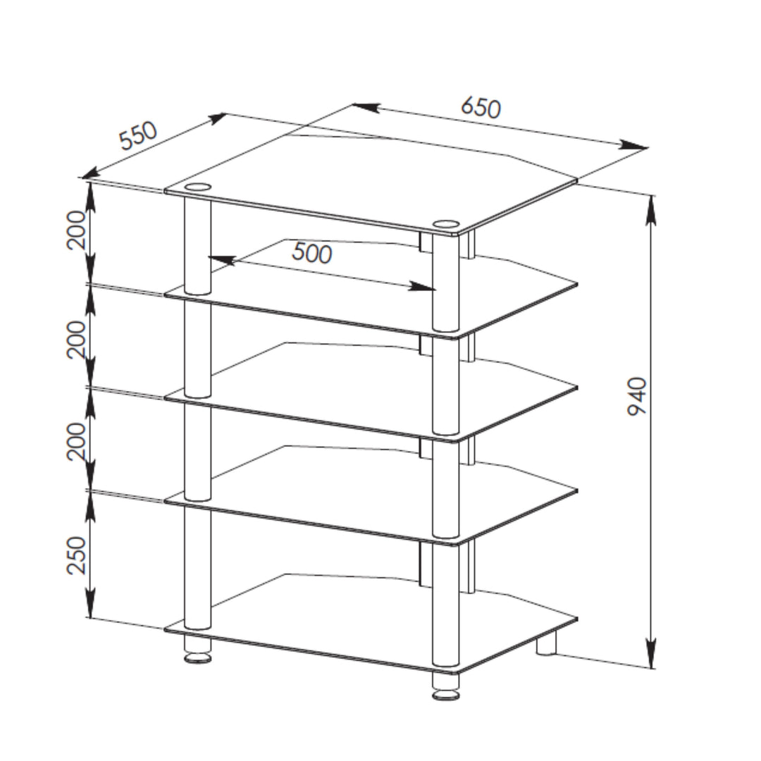 Tauris Ace Hi-Fi 5 Tier Shelf - Black