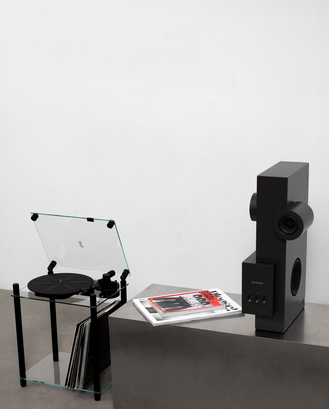 Transparent Brutalist Speaker