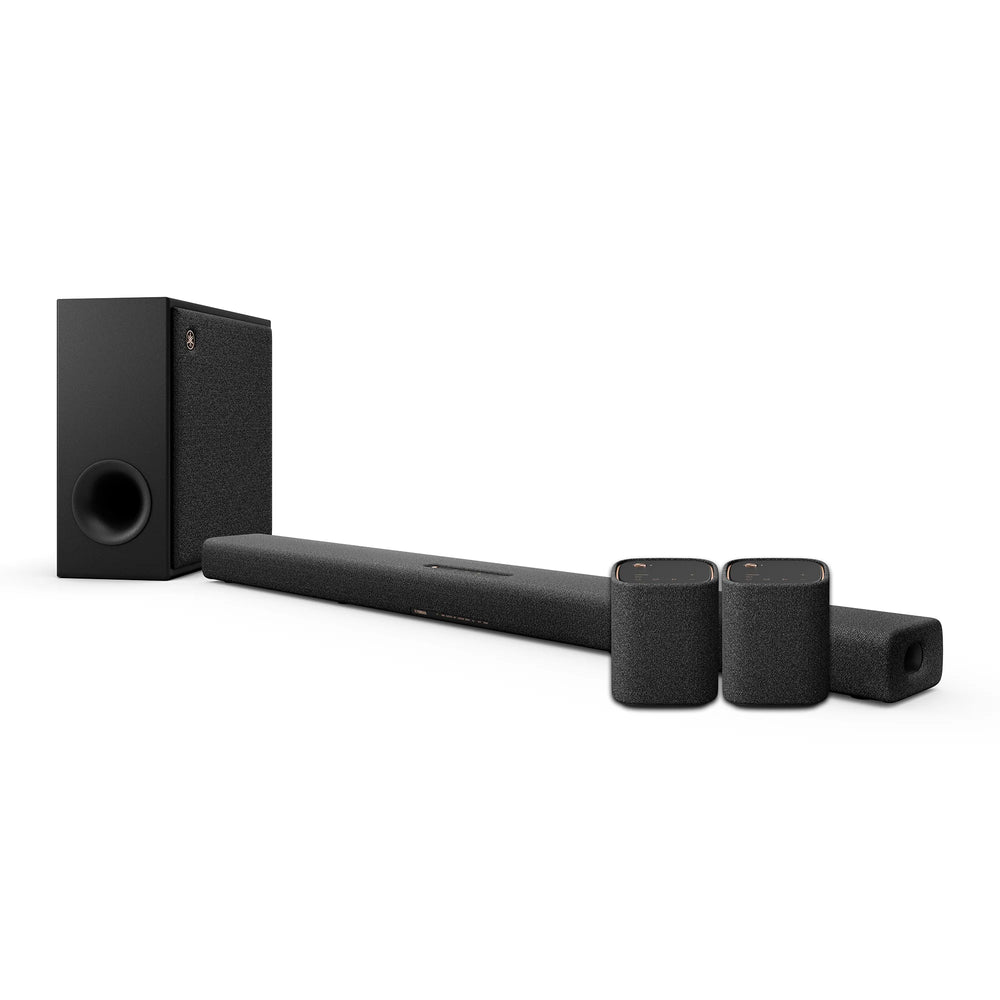 Yamaha Atmos Soundbar TRUEX50AC with Surround Speakers (Black) Soundbar Subwoofer & 2x Surround Speakers