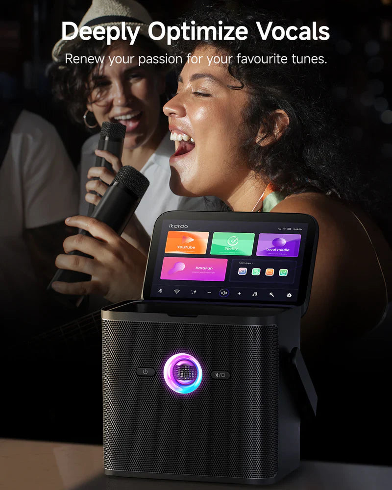 Ikarao Shell S3 HD Portable 80W Karaoke Speakers with 7” Lyrics Display and HDMI