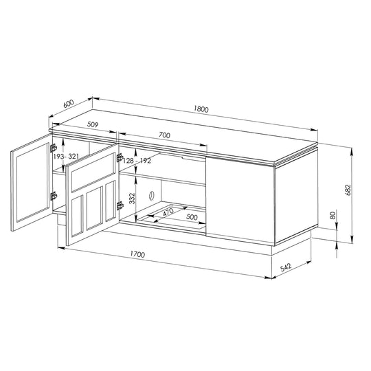 Tauris Hollywood 1800DO Entertainment Unit - Dark Oak